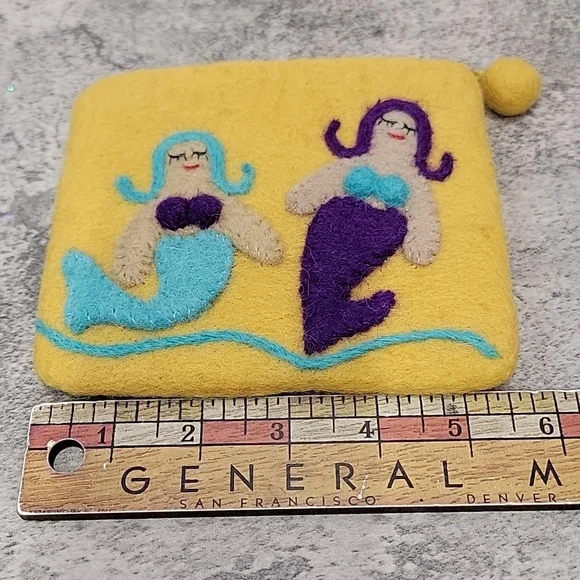 Felted mermaid coin zip coin purse bag - Picture 4 of 6